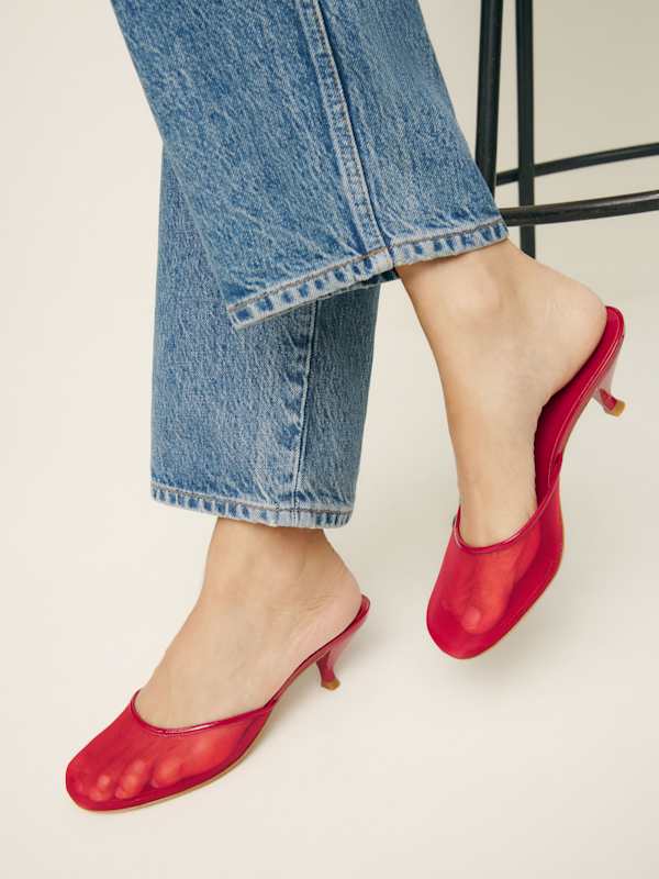 Kalinka Heeled Mule - Lipstick Mesh